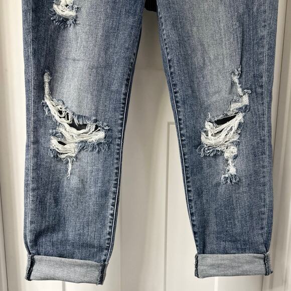 Judy Blue High Waist Destroy Cuffed Boyfriend Fit Denim Jeans Size 11/30 - Picture 9 of 13